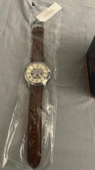 Reloj Fossil Esqueleto Marrón y Plateado