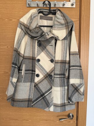 Abrigo de lana a cuadros Zara Basic Talla L