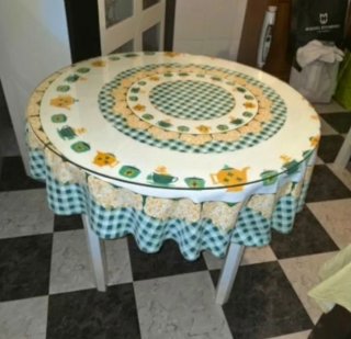 Mesa redonda blanca lacada con cristal 90×90 exten