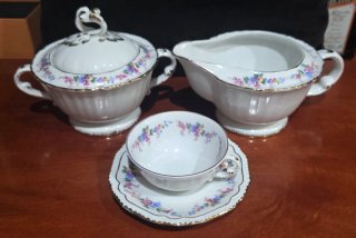 Juego de Café de Porcelana Hispania con Flores