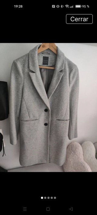 Abrigo de paño gris Zara Talla S