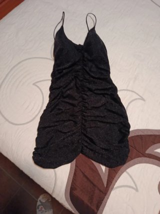 Vestido de fiesta negro plateado