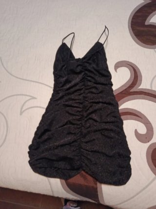 Vestido de fiesta negro plateado
