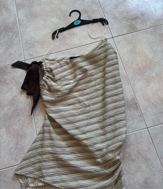 Top corto beige rayas verticales