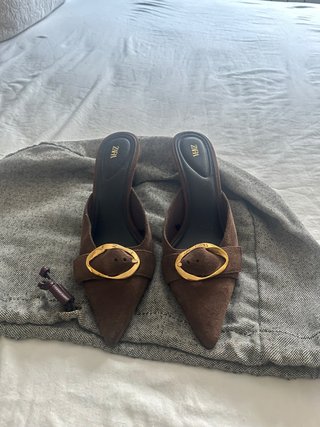 Zapatos Zara Destalonados Efecto Ante