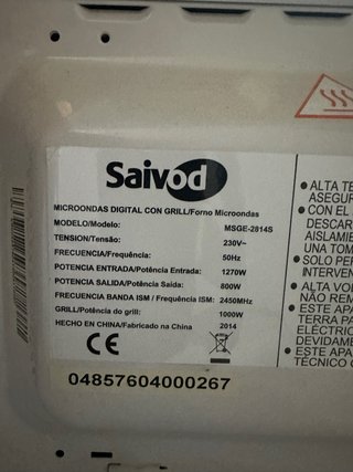 Microondas Saivod color plata