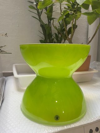 Florero Verde ópalo Diábolo Vidrio diseño a mano