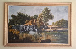 Cuadro al Óleo Molino de Agua