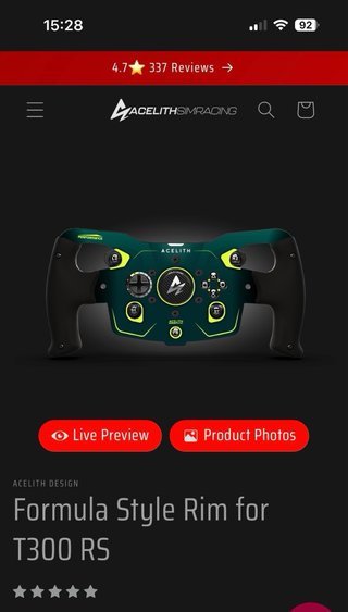 Aro Acelith F1 RS para Thrustmaster T300RS GT/Fórm