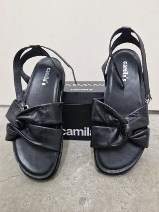 Sandalias Camilas de Piel Negras Talla 41