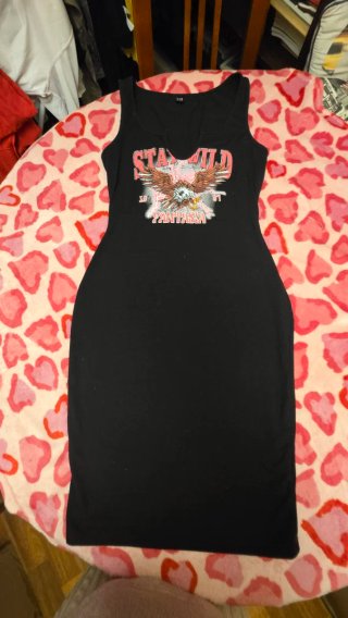 Vestido Negro Estampado Águila