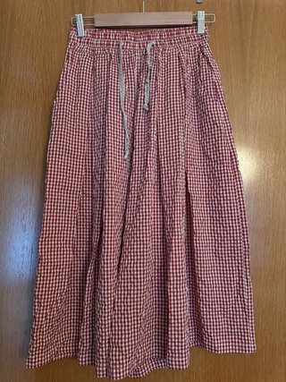 Pantalón culotte cuadros vichy rojo y beige