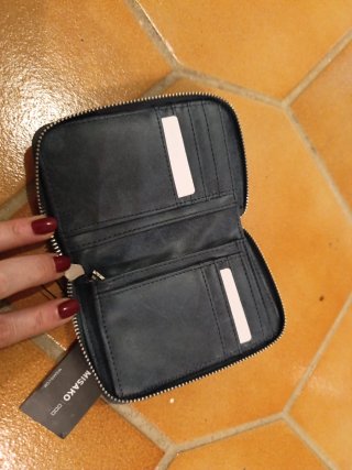 Monedero gris/azul con cremallera de Misako