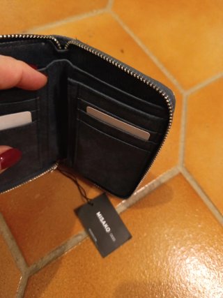 Monedero gris/azul con cremallera de Misako