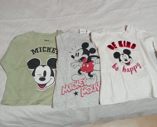 Lote 3 Camisetas Mickey Mouse Bebé Manga Larga