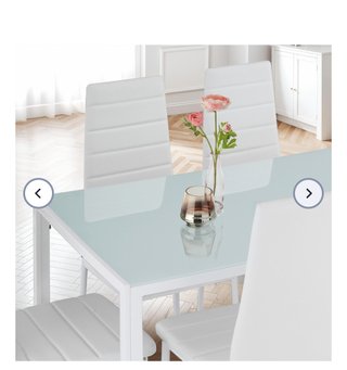 Mesa Comedor Cristal y Metal Blanca