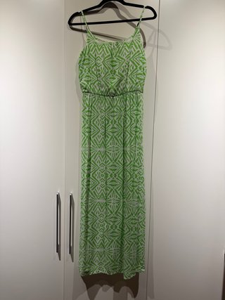 Vestido largo verde y blanco