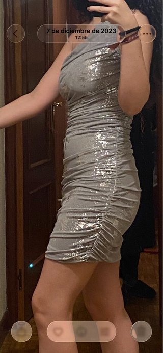 Vestido plateado Zara Talla XS