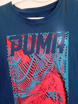 Camiseta Puma Hombre Azul y Rosa