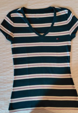Camiseta Tommy Hilfiger Rayas Verde Talla XS
