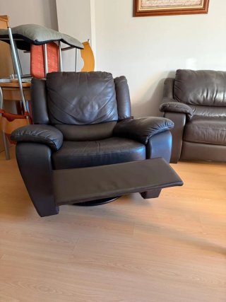 Conjunto Sofá y 2 Sillones Relax de Cuero