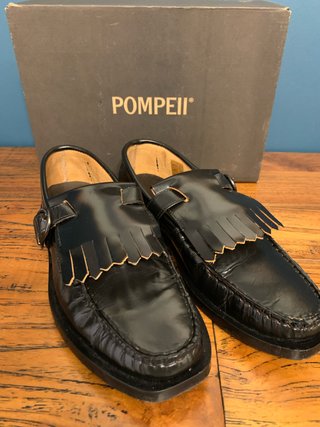 Zapatos mocasines piel, color negro, marca Pompeii