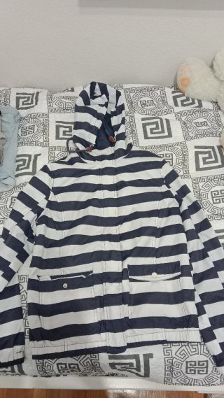 Chubasquero mujer rayas azul y blanco