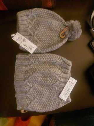 Set de Gorro y Cuello Gris