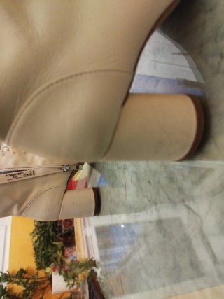 Botines ZARA blanco roto con cordones y cremallera