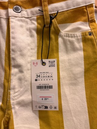 Pantalón Zara de Rayas Amarillo y Blanco