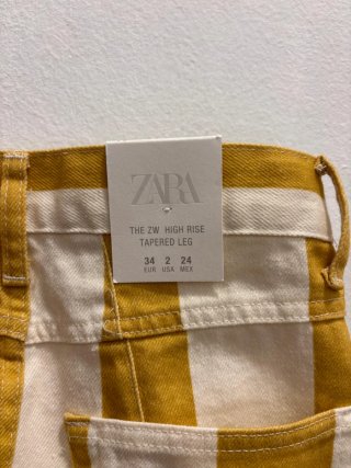 Pantalón Zara de Rayas Amarillo y Blanco