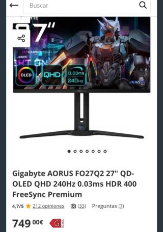 Monitor OLED Aorus 2K 240Hz come nuovo