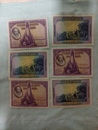 Lote de 6 Billetes de 100 Pesetas de 1928
