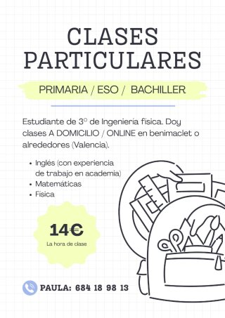 Clases particulares en Benimaclet (Valencia)