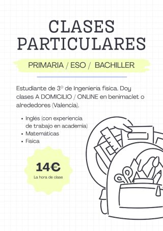 Clases particulares en Benimaclet (Valencia)