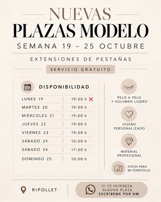 ¡Agenda abierta! Pestañas GRATIS en Ripollet