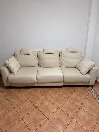 Divano a 3 posti in pelle beige