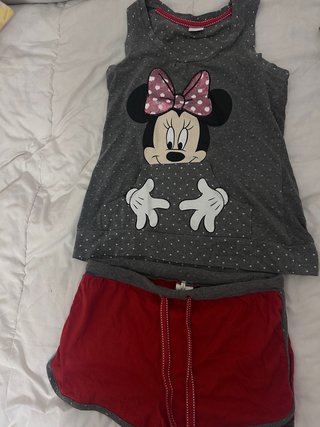 Pijama Minnie Mouse Gris y Rojo