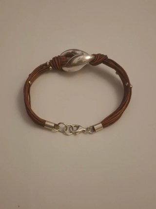 Pulsera cuero y plata