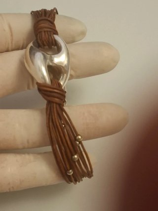 Pulsera cuero y plata