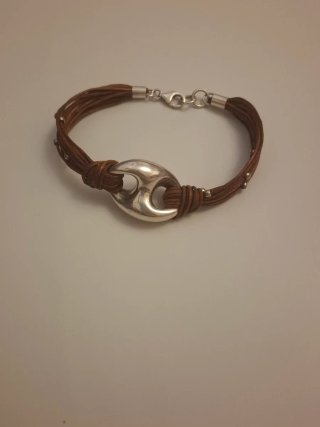 Pulsera cuero y plata