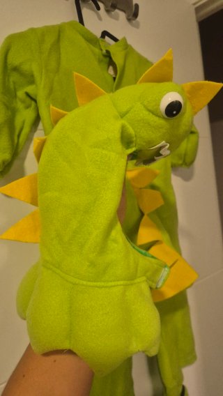 Disfraz de Dinosaurio Verde y Naranja