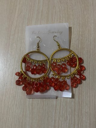 Pendientes Aros con Abalorios Rosas