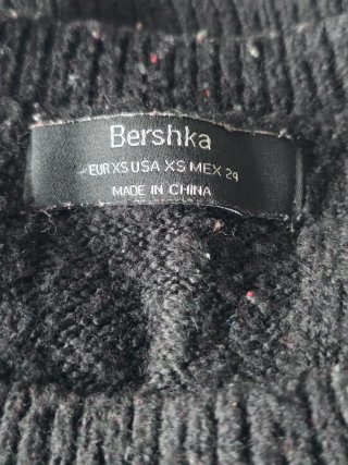 Jersey Trenzado Negro Bershka Mujer