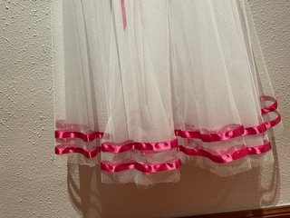 Traje de ballet rosa y blanco