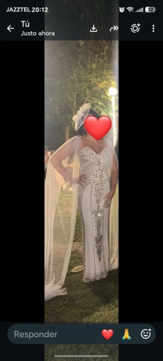 Vestido de fiesta Jitana plateado y blanco