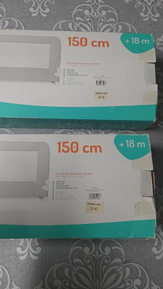 2 Barreras de Cama 150cm Gris con Estrellas