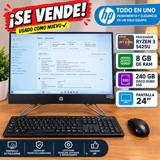 HP Todo en Uno Ryzen 3 5425U 8GB RAM 240GB SSD 24