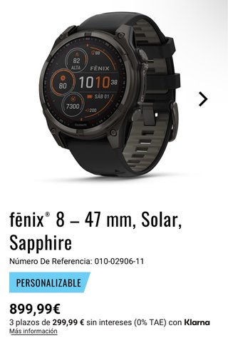 Garmin Fenix 8 Solar Zafiro