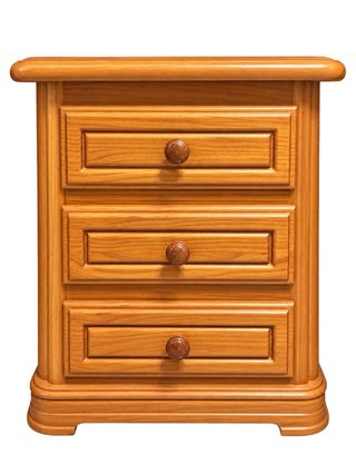 Comodino in legno di pino con 3 cassetti